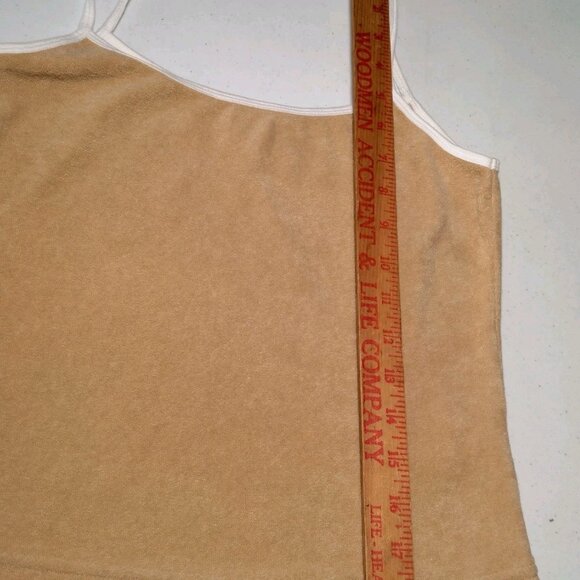 Vintage Y2K Activeland Tank Top Small Beige Terry Cloth Baby T Spahetti Strap - Picture 5 of 13